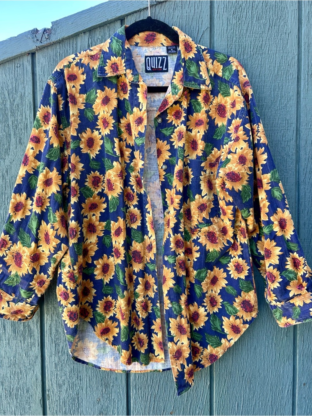 QUIZZ Navy Sunflower Button-Down Shirt